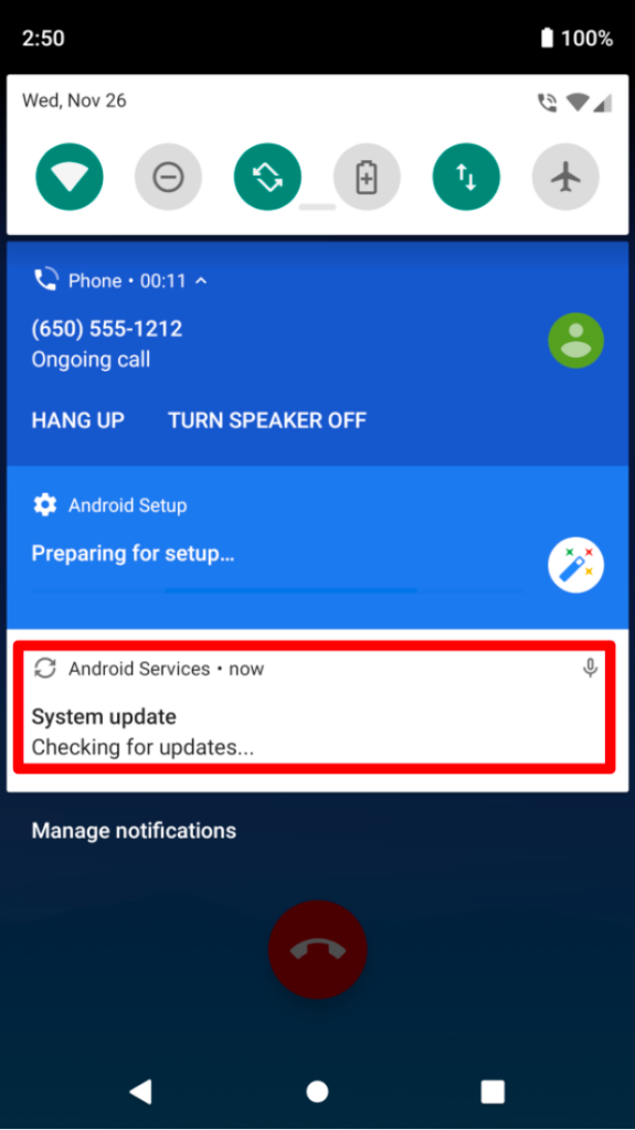 The decoy message shown while recording a phone call